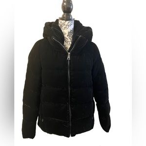 SPRING CLEAN UP SALE !!! Calvin Klein velvet hooded black coat nwot